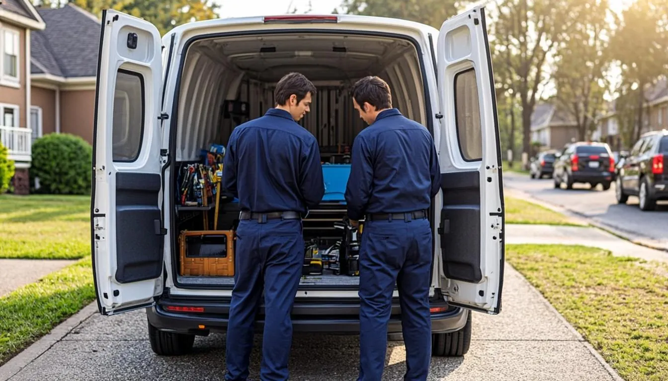 Plumbing crew loading a service van before a day of calls across Chesterfield MO