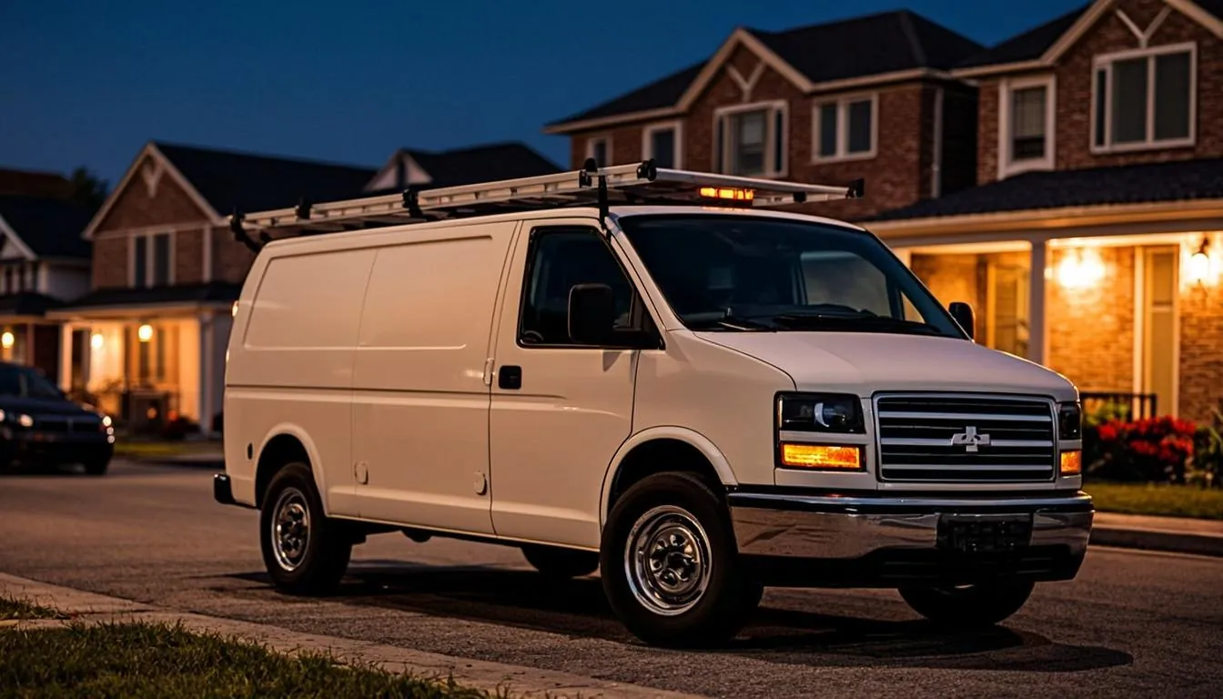 Emergency plumbing van responding to an overnight call in Chesterfield MO